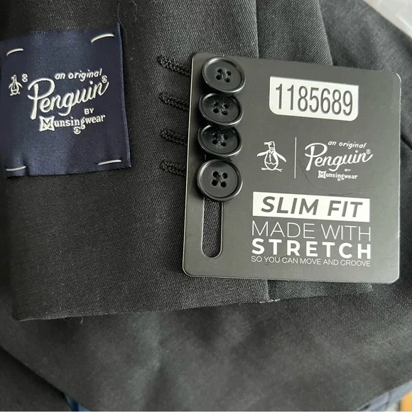 Men’s Slim Fit Suit Jacket Original Penguin By Munsingwear Black Size 36S - Picture 8 of 11